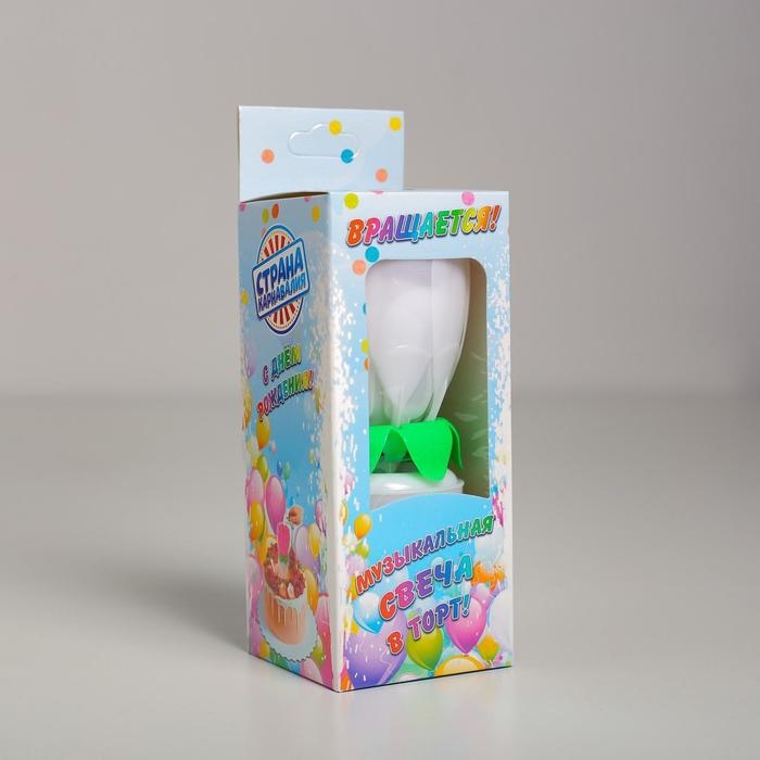 Свеча для торта музыкальная  Свеча для торта музыкальная "Тюльпан", крутящаяся, белая, 14,5×6 см
