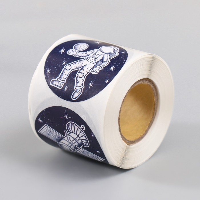 Наклейка бумага Наклейка бумага "Путешествие в космос" d=3,8 см 252 шт в рулоне