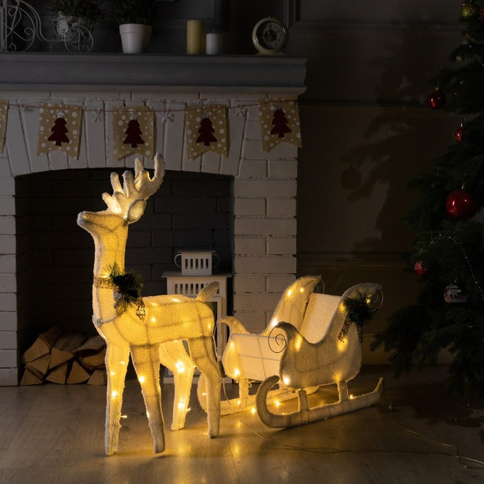 Светодиодная фигура «Олень», 56 × 76 × 15 см, текстиль, металл, 220 В, свечение тёплое белое Светодиодная фигура «Олень», 56 × 76 × 15 см, текстиль, металл, 220 В, свечение тёплое белое