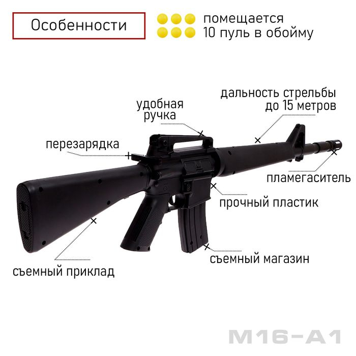 Детское оружие Автомат пневматический «M16-A1» Детское оружие Автомат пневматический «M16-A1»