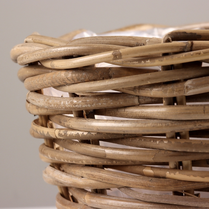 Набор кашпо плетеных из 3шт, D35xH21см, серый, ротанг Набор кашпо плетеных из 3шт, D35xH21см, серый, ротанг