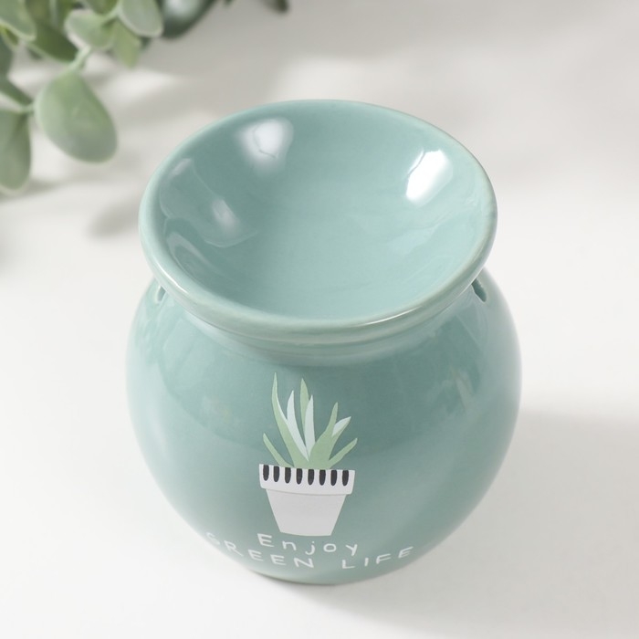 Аромалампа керамика Аромалампа керамика "Растение в горшке" бирюзовая 7,2х7,2х7,8 см