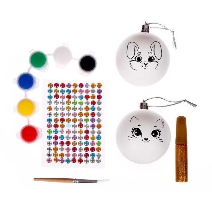 Ёлочные шары под раскраску на новый год «Зимнее чудо», 2 шт, новогодний набор для творчества