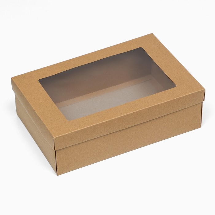 Коробка подарочная складная, упаковка, крафт, с окном, 30 х 20 х 9 см Коробка подарочная складная, упаковка, крафт, с окном, 30 х 20 х 9 см