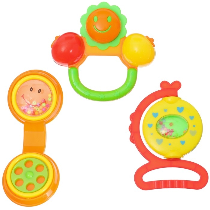 Набор погремушек «Маленькие радости», 3 шт, цвет МИКС, Крошка Набор погремушек «Маленькие радости», 3 шт, цвет МИКС, Крошка