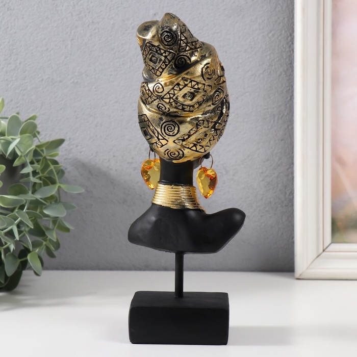 Сувенир полистоун бюст Сувенир полистоун бюст "Африканка в золотом платке" 23,5х10х7 см