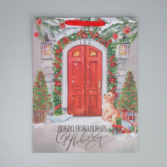 Пакет подарочный новогодний крафтовый вертикальный «Новогодний дом», L 31 х 40 х 11.5 см, Новый год Пакет подарочный новогодний крафтовый вертикальный «Новогодний дом», L 31 х 40 х 11.5 см, Новый год