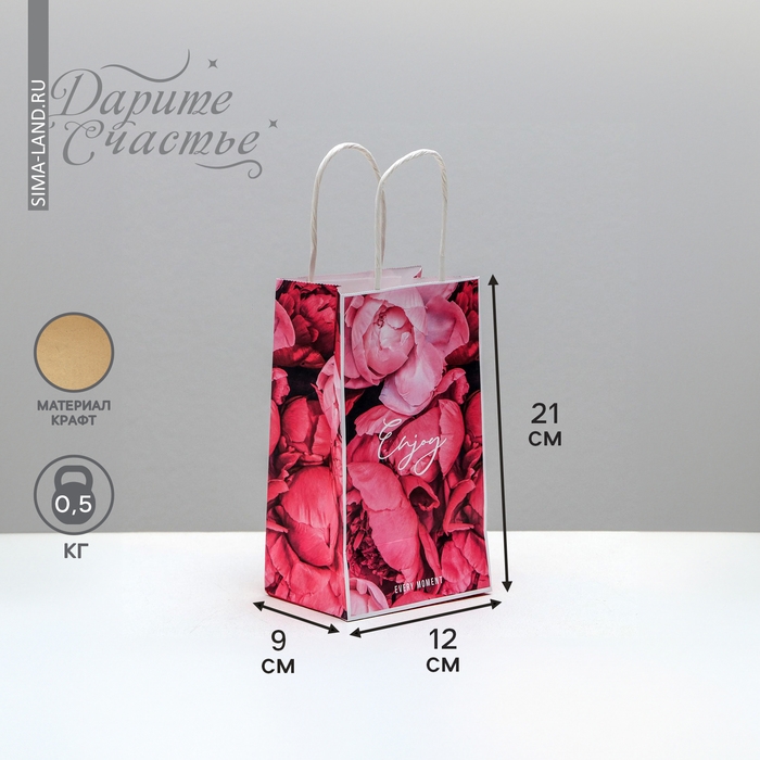 Пакет подарочный крафтовый, упаковка, «Enjoy», 12 х 21 х 9 см Пакет подарочный крафтовый, упаковка, «Enjoy», 12 х 21 х 9 см