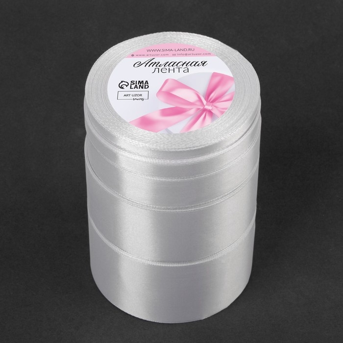 Набор атласных лент, 5 шт, размер лент: 6/10/20/40/50 мм × 23 ± 1 м, цвет белый Набор атласных лент, 5 шт, размер лент: 6/10/20/40/50 мм × 23 ± 1 м, цвет белый
