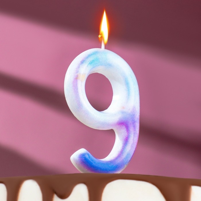 Свеча в торт на шпажке  Свеча в торт на шпажке "Звездопад", цифра 9, 9 см, ГИГАНТ