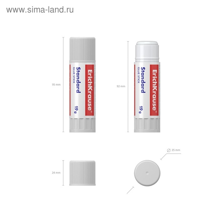 Клей-карандаш ErichKrause Standard, 19 г, быстрое склеивание Клей-карандаш ErichKrause Standard, 19 г, быстрое склеивание