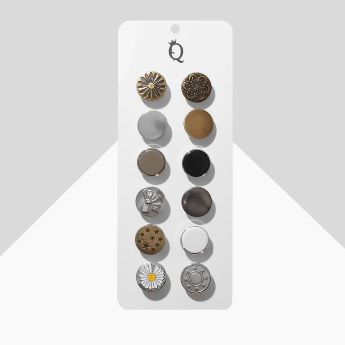 Набор значков (12 шт.) «Пуговицы» гранж, форма МИКС, цветной Набор значков (12 шт.) «Пуговицы» гранж, форма МИКС, цветной