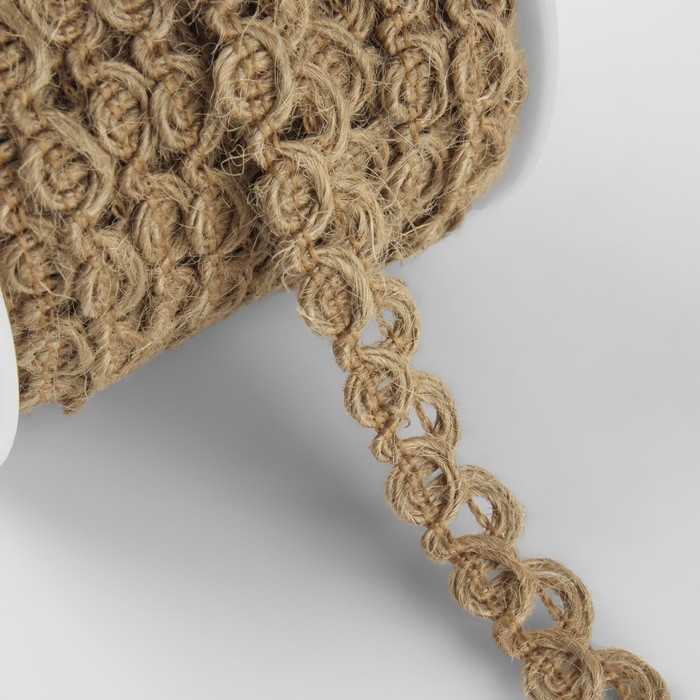 Тесьма декоративная холщовая «Вензеля», 12 мм, 10 ± 0,5 м, цвет бежевый Тесьма декоративная холщовая «Вензеля», 12 мм, 10 ± 0,5 м, цвет бежевый