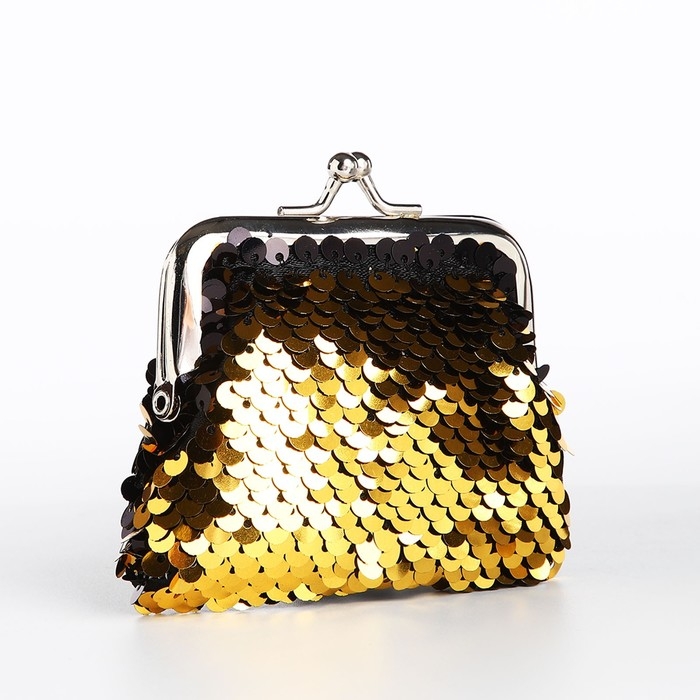 Кошелёк на фермуаре, цвет чёрный/золото