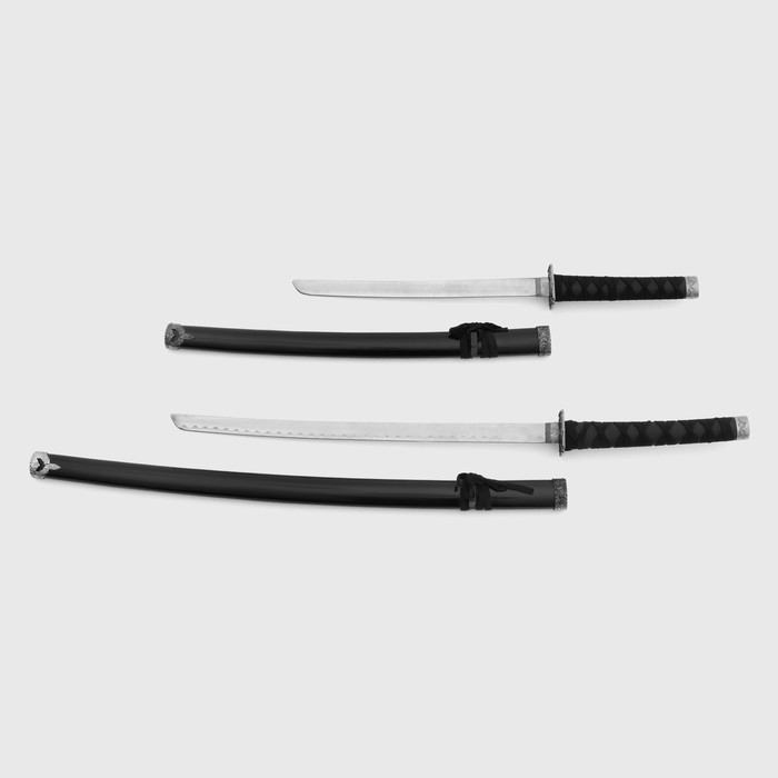 Сув. изделие катаны 2в1 на подставке, ножны дерево, черные глянец 78/103 см