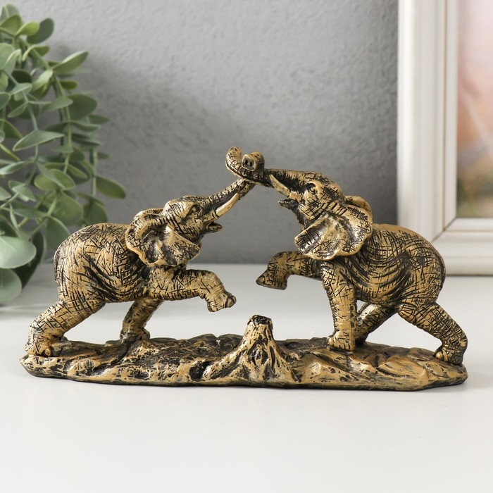 Сувенир полистоун Сувенир полистоун "Игры слонов" под бронзу 19х5,5х9,5 см