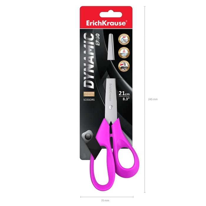 Ножницы ErichKrause Dynamic, 21 см, ударопрочный пластик, увеличенная толщина лезвий, МИКС Ножницы ErichKrause Dynamic, 21 см, ударопрочный пластик, увеличенная толщина лезвий, МИКС