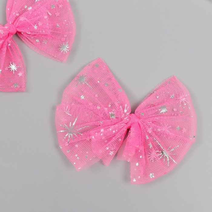 Декор для творчества Декор для творчества "Бант из Фатина" розовый, 9 см (набор 2 шт)