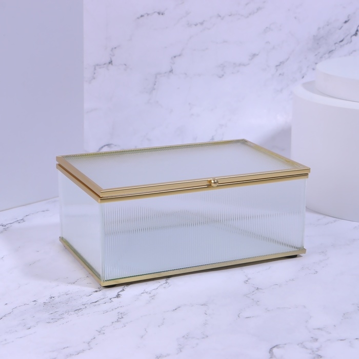 Органайзер для хранения «RIPPLES», с крышкой, стеклянный, с зеркальным дном, с крышкой, 1 секция, 17 × 10,5 × 7 см, цвет прозрачный/медный Органайзер для хранения «RIPPLES», с крышкой, стеклянный, с зеркальным дном, с крышкой, 1 секция, 17 × 10,5 × 7 см, цвет прозрачный/медный