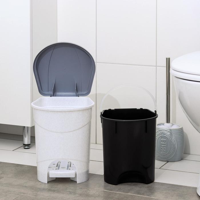 Контейнер для мусора с педалью, 7 л, цвет мраморный Контейнер для мусора с педалью, 7 л, цвет мраморный