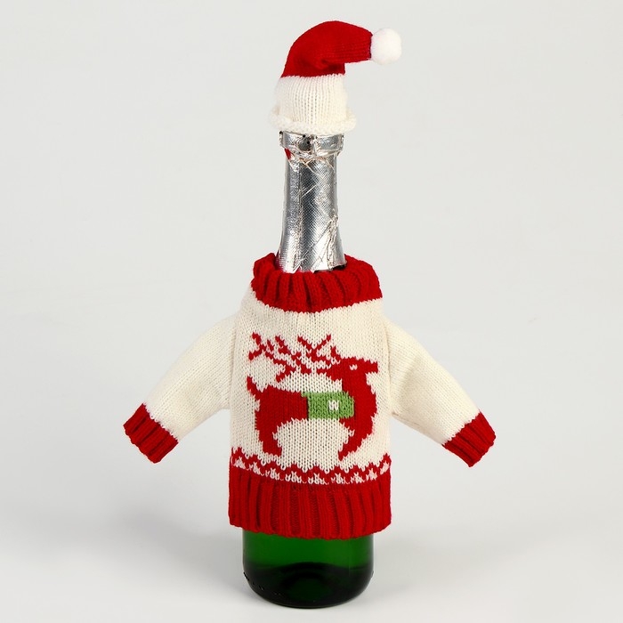 Новый год! Одежда на бутылку «Свитер с оленем» Новый год! Одежда на бутылку «Свитер с оленем»