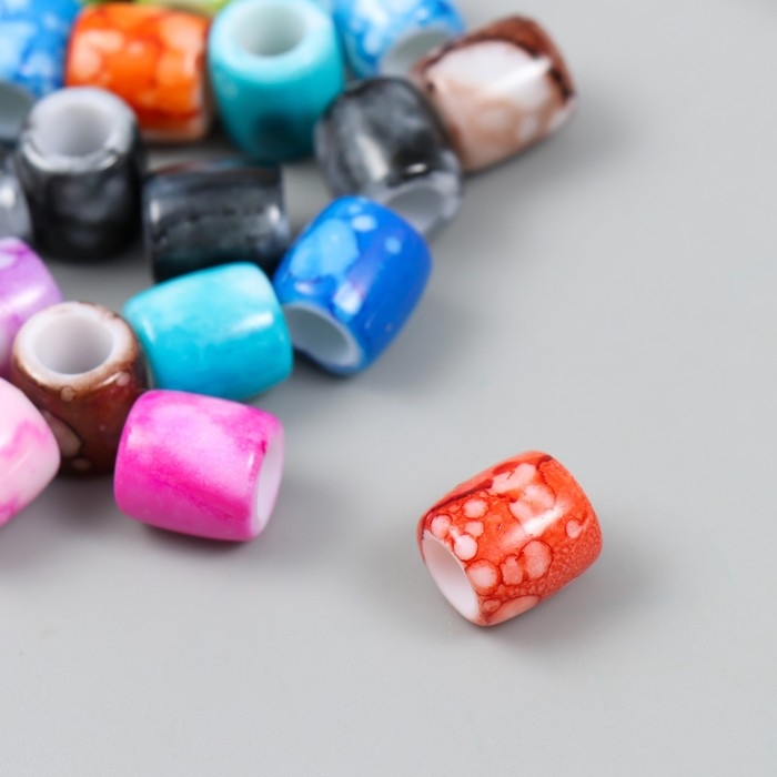 Бусины для творчества пластик Бусины для творчества пластик "Цилиндры. Пятна краски" набор 20 гр 1,1х1,1х1,2 см