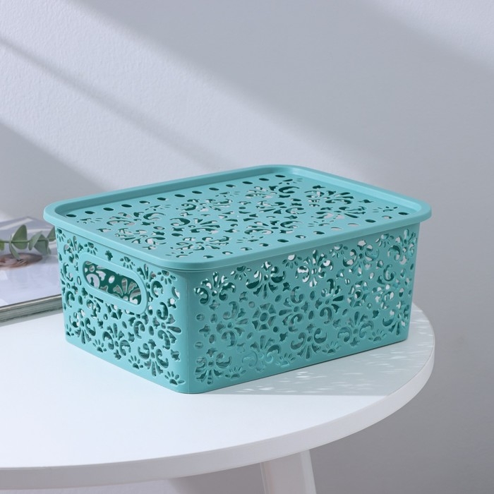Контейнер для хранения с крышкой «Узор», пластик, 25×19×10 см, цвет МИКС Контейнер для хранения с крышкой «Узор», пластик, 25×19×10 см, цвет МИКС