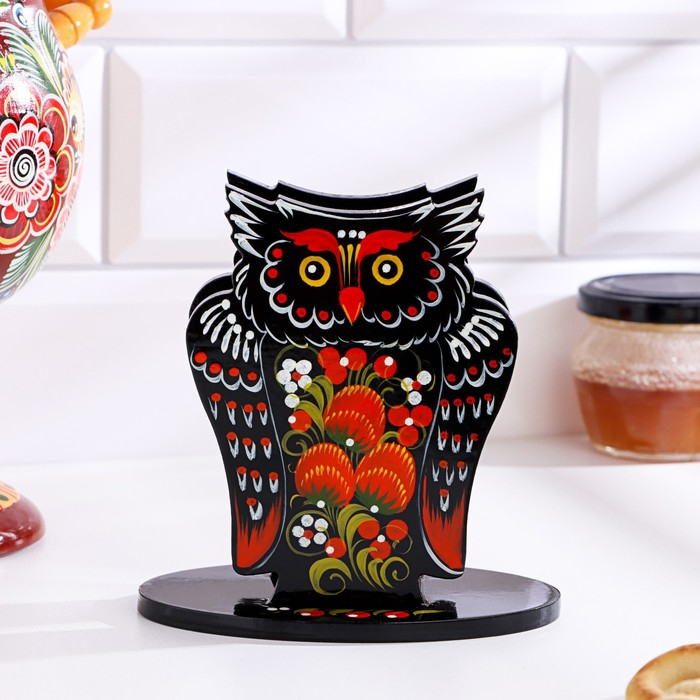 Салфетница «Сова», 10х14 см, хохлома, микс Салфетница «Сова», 10х14 см, хохлома, микс