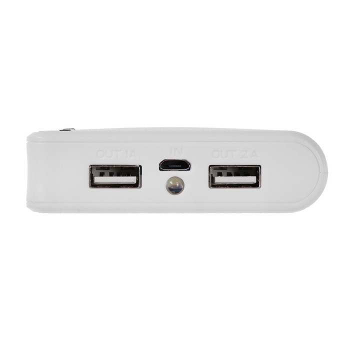 Внешний аккумулятор Luazon PB-01, 7200 мАч, 2 USB, 1/2.1 А, фонарик, белый
