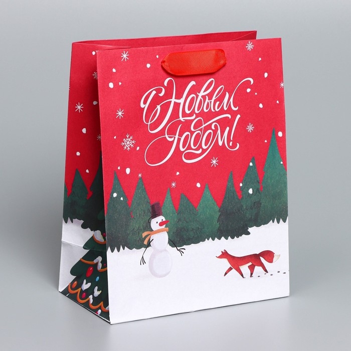 Пакет подарочный новогодний крафтовый вертикальный «New», MS 18 х 23 х 10 см, Новый год Пакет подарочный новогодний крафтовый вертикальный «New», MS 18 х 23 х 10 см, Новый год