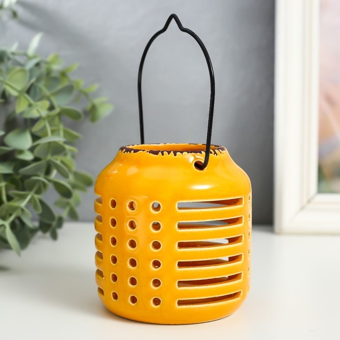 Подсвечник керамика на 1 свечу Подсвечник керамика на 1 свечу "Фонарь. Полосы и точки" МИКС 8х8х9 см