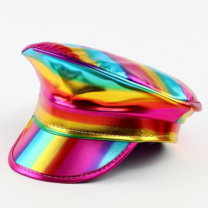 Карнавальная шляпа «Фуражка» радужная, с пайетками, р. 56–58 Карнавальная шляпа «Фуражка» радужная, с пайетками, р. 56–58