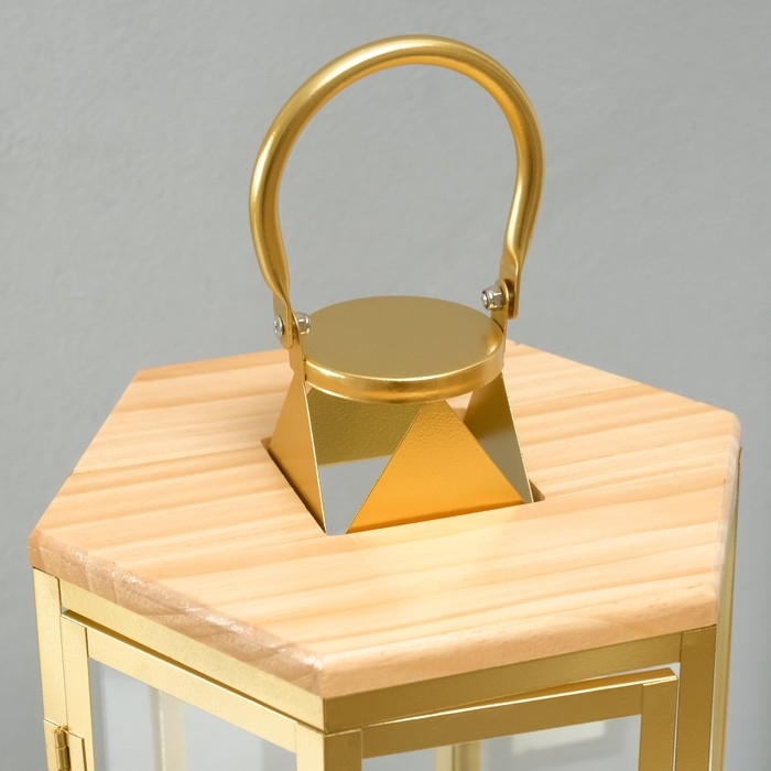 Подсвечник металл, дерево, фонарь Подсвечник металл, дерево, фонарь"Шесть граней" набор 2 шт 22,5х19,5х38; 22,5х26х55 см