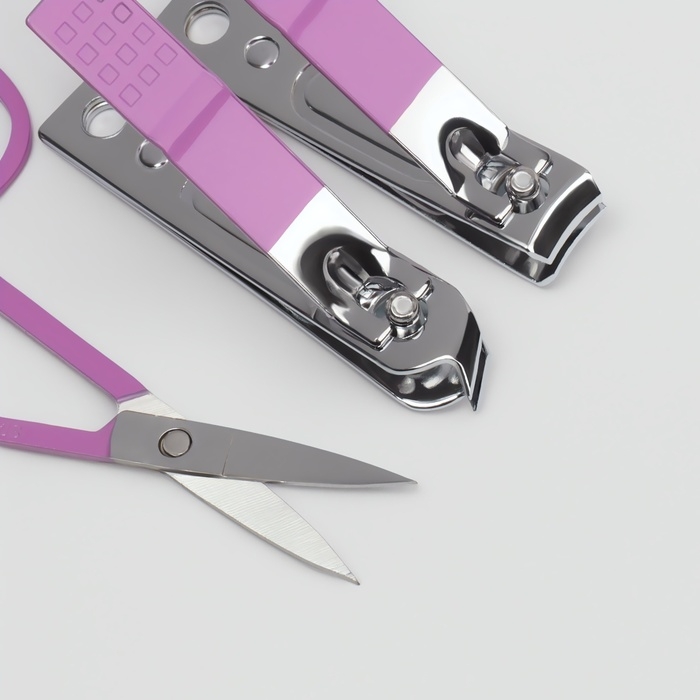 Набор маникюрный, 7 предметов, в футляре, цвет сиреневый Набор маникюрный, 7 предметов, в футляре, цвет сиреневый