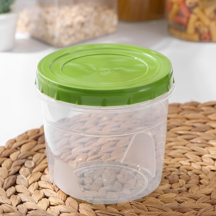 Банка для хранения продуктов, пластиковая, 1 л, прозрачная, крышка МИКС Банка для хранения продуктов, пластиковая, 1 л, прозрачная, крышка МИКС
