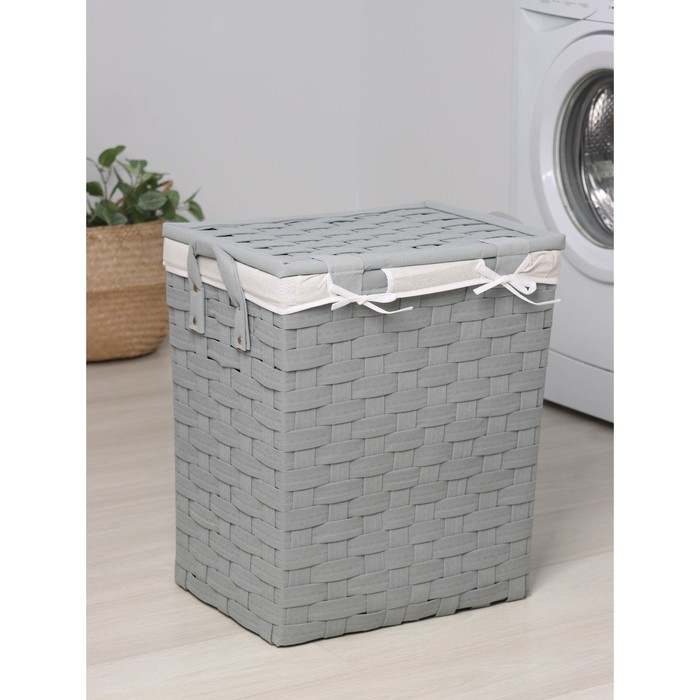 Корзина для белья Доляна «Плетение», с крышкой, 46×34×50 см, цвет серый Корзина для белья Доляна «Плетение», с крышкой, 46×34×50 см, цвет серый
