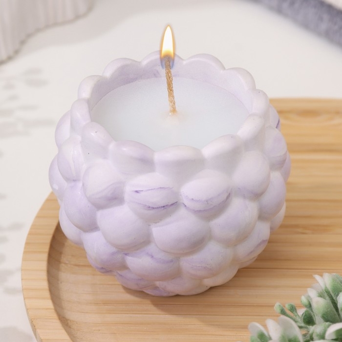 Свеча  Свеча "Шар" в подсвечнике с шарообразными гранями из гипса, 8х7 см,мрамор с фиолет. полоска