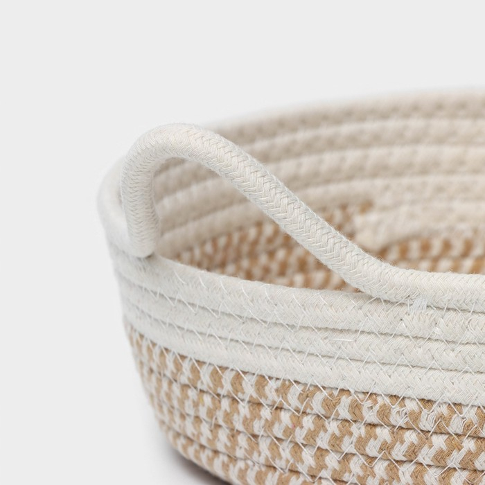 Корзина для хранения плетёная ручной работы LaDо́m «Визави», хлопок, с ручками, 34×24×7 см, цвет бежевый Корзина для хранения плетёная ручной работы LaDо́m «Визави», хлопок, с ручками, 34×24×7 см, цвет бежевый