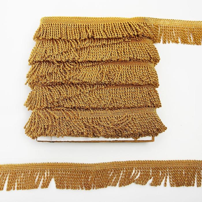 Бахрома золотая, двойная скрученная, ширина 5 см, 1 м Бахрома золотая, двойная скрученная, ширина 5 см, 1 м