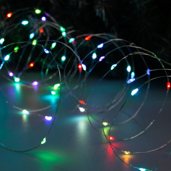 Гирлянда «Нить» 10 м роса, IP20, серебристая нить, 100 LED, свечение мульти (RGB), переливы, 12 В Гирлянда «Нить» 10 м роса, IP20, серебристая нить, 100 LED, свечение мульти (RGB), переливы, 12 В