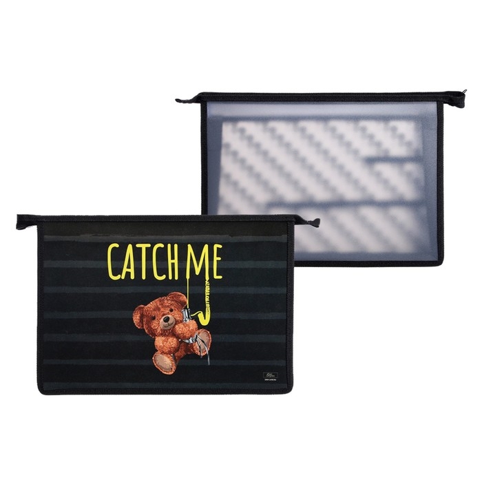 Папка для труда А4, 325 х 230 х 100 мм, молния сверху, пластиковая, ПТР-22  Папка для труда А4, 325 х 230 х 100 мм, молния сверху, пластиковая, ПТР-22 "Мишка"