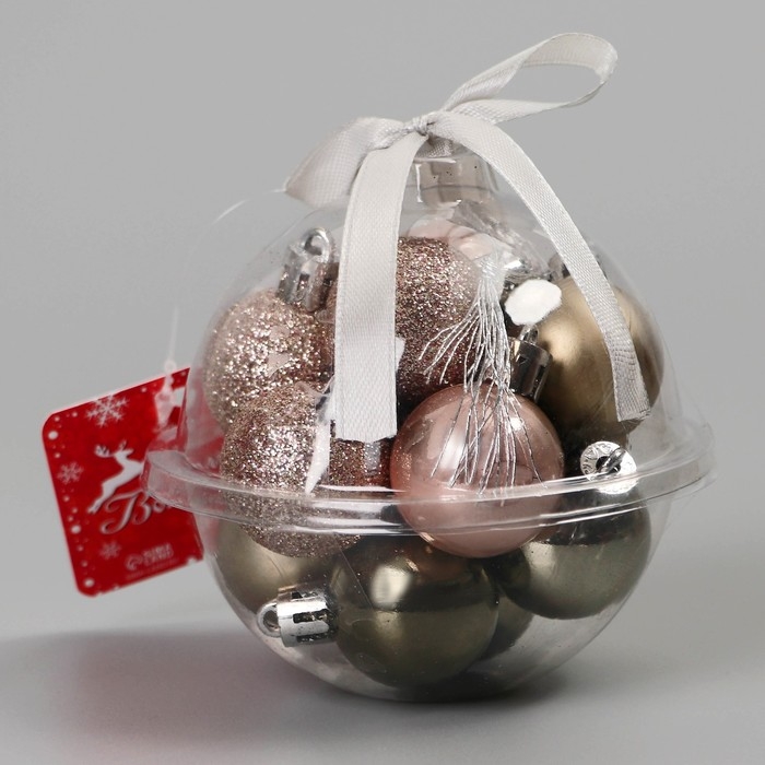 Набор шаров пластик d-3 см, 12 шт Набор шаров пластик d-3 см, 12 шт "Шедар" нежность,