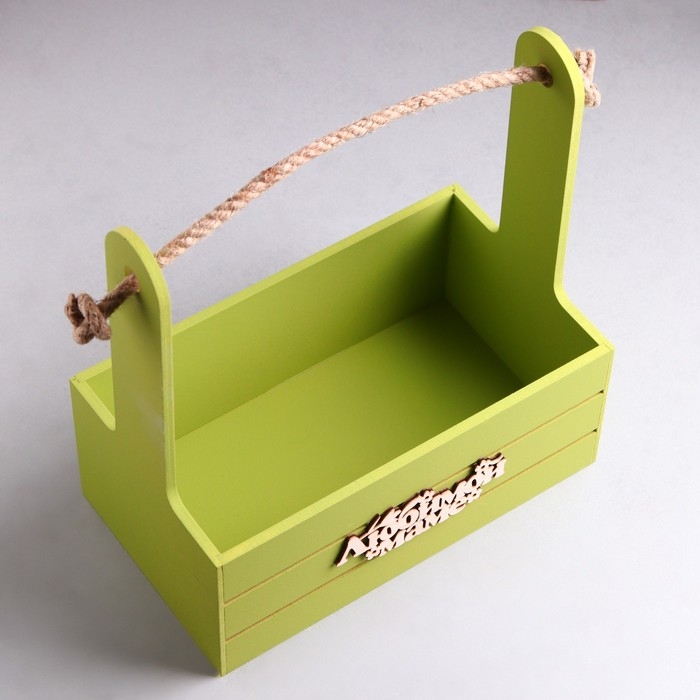 Ящик - кашпо деревянный 25х15х30  Ящик - кашпо деревянный 25х15х30 "Любимой Маме" Фисташковый