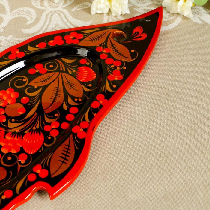 Селедочница «Осётр», 58×17×0,5 см,  хохлома, микс Селедочница «Осётр», 58×17×0,5 см,  хохлома, микс