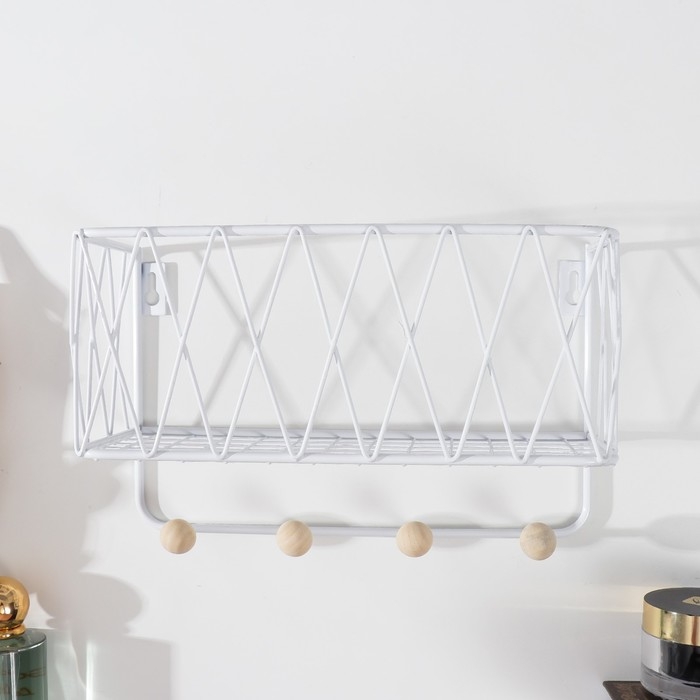 Крючки декоративные металл Крючки декоративные металл "Сеть" белый 15,5х12х25 см