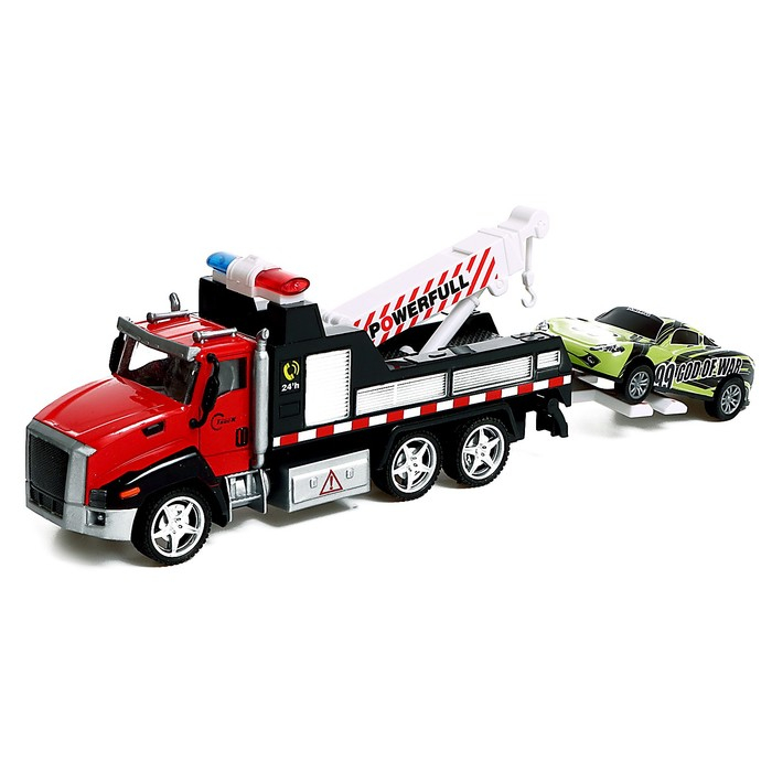 Грузовик металлический «Эвакуатор», с машинкой, свет и звук, инерция, МИКС Грузовик металлический «Эвакуатор», с машинкой, свет и звук, инерция, МИКС