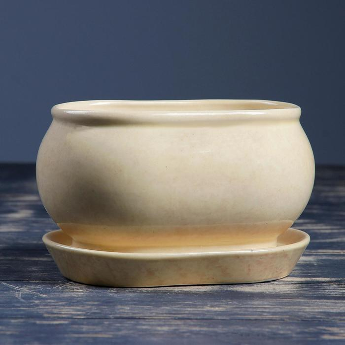 Горшок цветочный Танго№3 1,1л 15*10*10см бежевый Горшок цветочный Танго№3 1,1л 15*10*10см бежевый