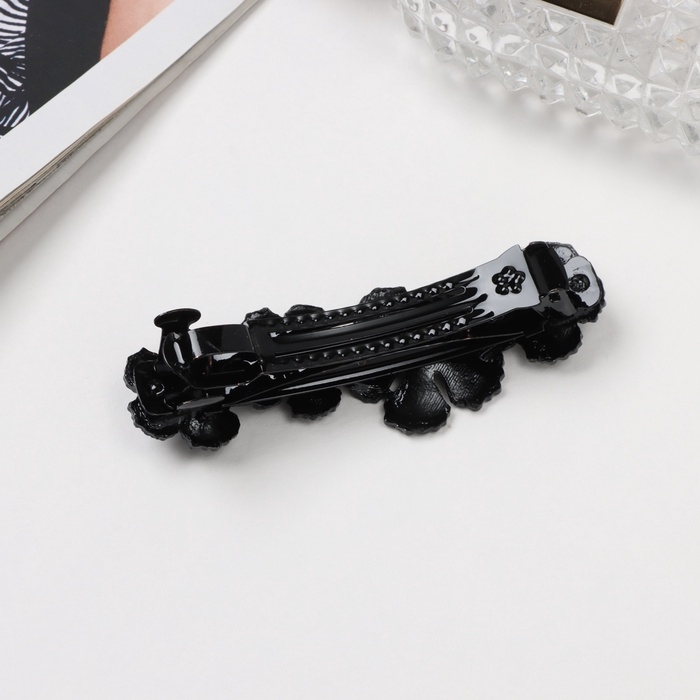 Заколка-автомат Заколка-автомат "Эстер" цветы, 8 см, чёрный