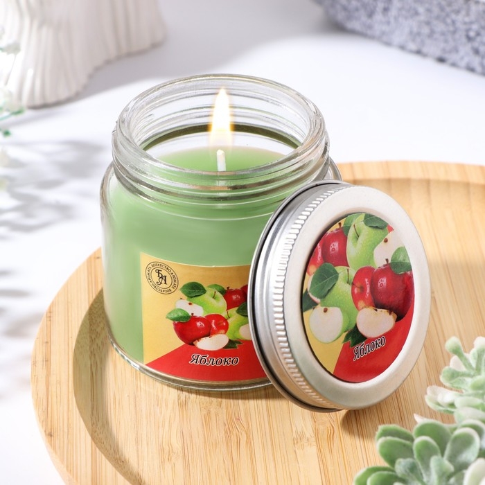 Свеча  ароматическая в стекле 6,3см, 100мл, яблоко Свеча  ароматическая в стекле 6,3см, 100мл, яблоко