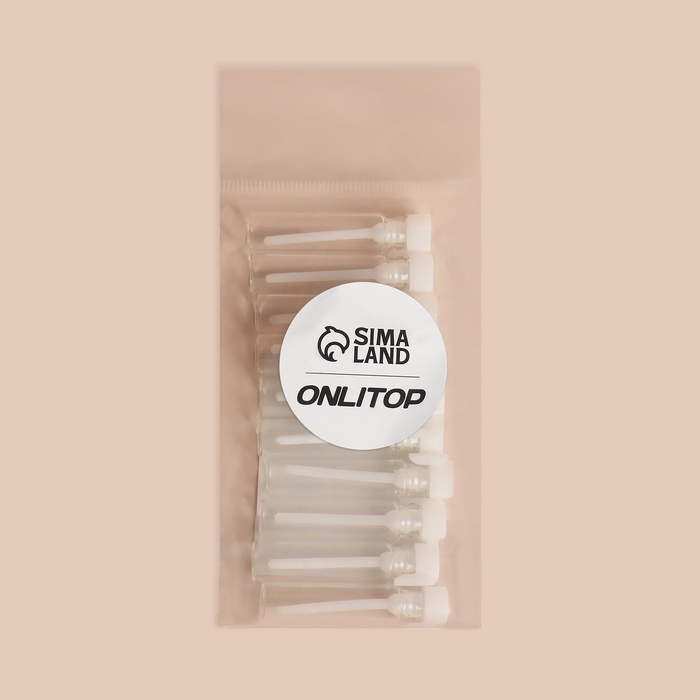 Флакон для парфюма, стеклянный, с аппликатором, набор - 10 шт, 1 мл, цвет прозрачный/белый Флакон для парфюма, стеклянный, с аппликатором, набор - 10 шт, 1 мл, цвет прозрачный/белый